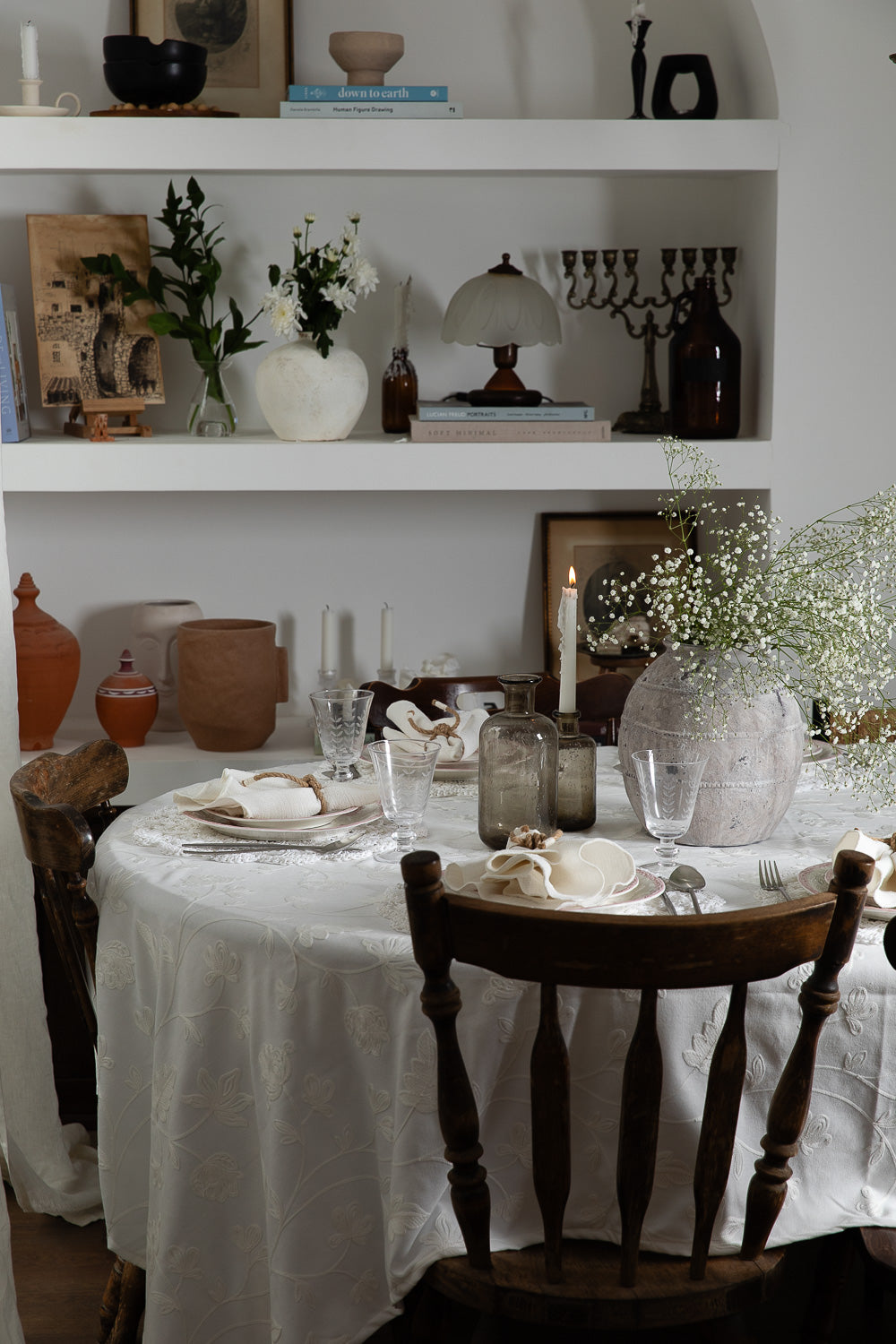 מפה עלים סרוגים פנינה מרובע