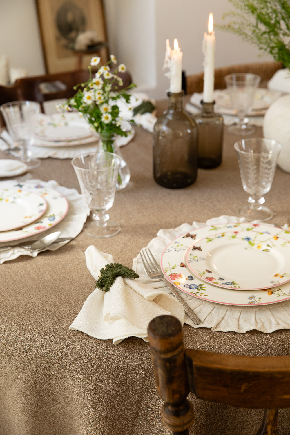 מפה פשתן מדוגם מעושן מרובע