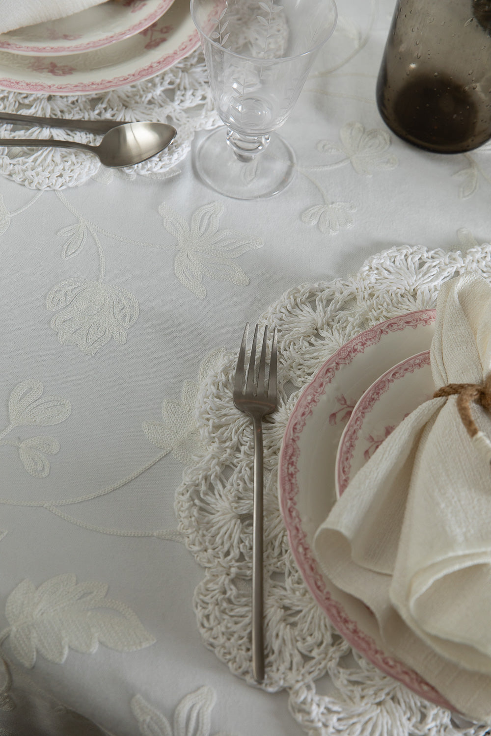 מפה עלים סרוגים פנינה מרובע