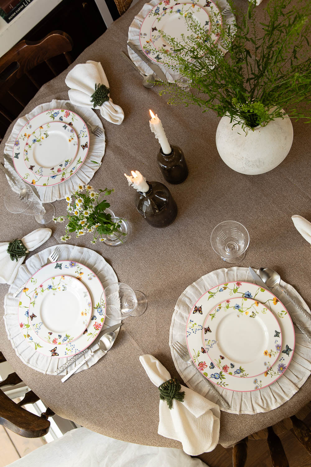 מפה פשתן מדוגם מעושן מרובע