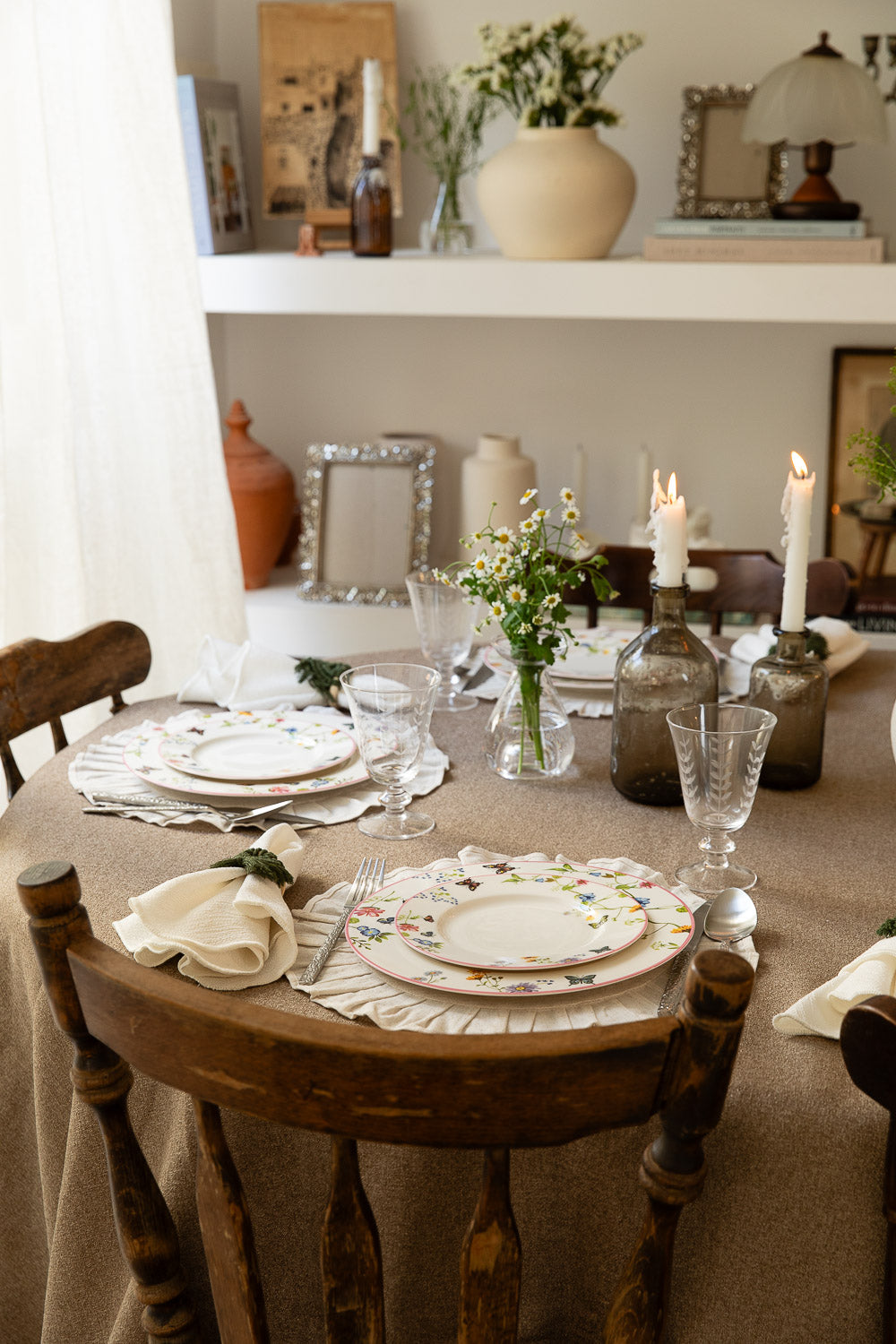 מפה פשתן מדוגם מעושן מרובע