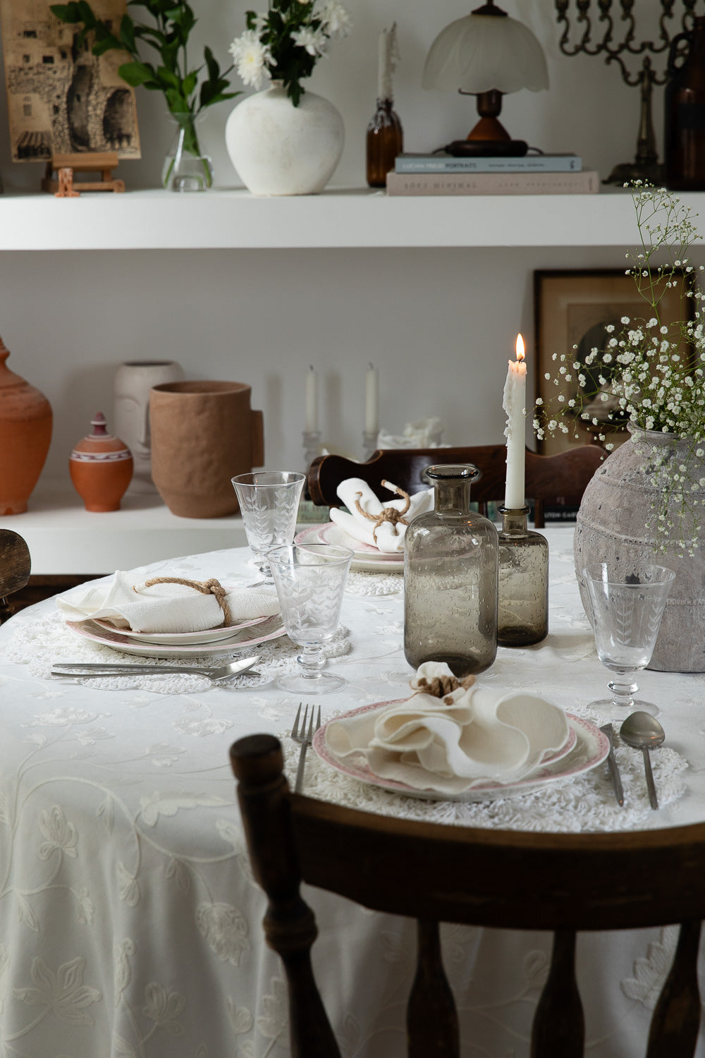 מפה עלים סרוגים פנינה