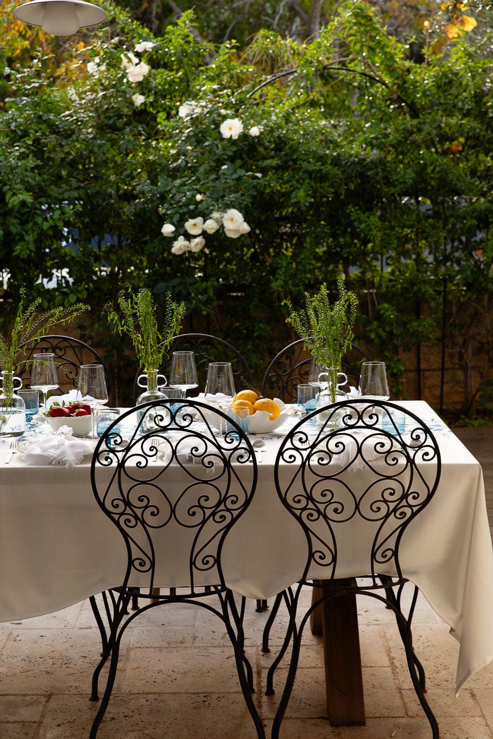 מפה רקמת ראנר עלים כחול