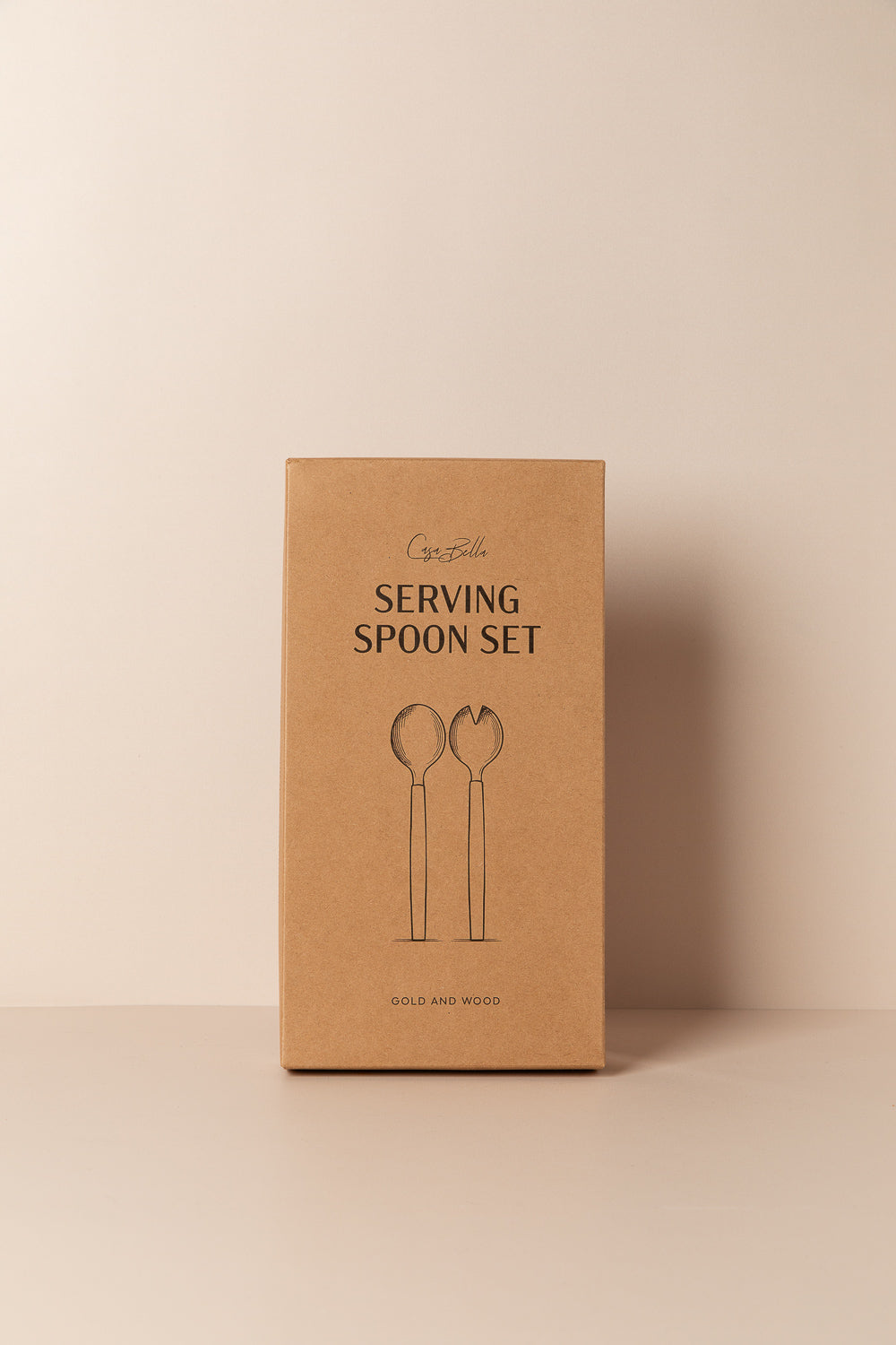 סט כפות הגשה זהב ועץ