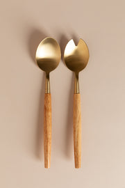 סט כפות הגשה זהב ועץ