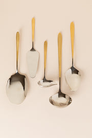 כף הגשה רחבה נירוסטה זהב