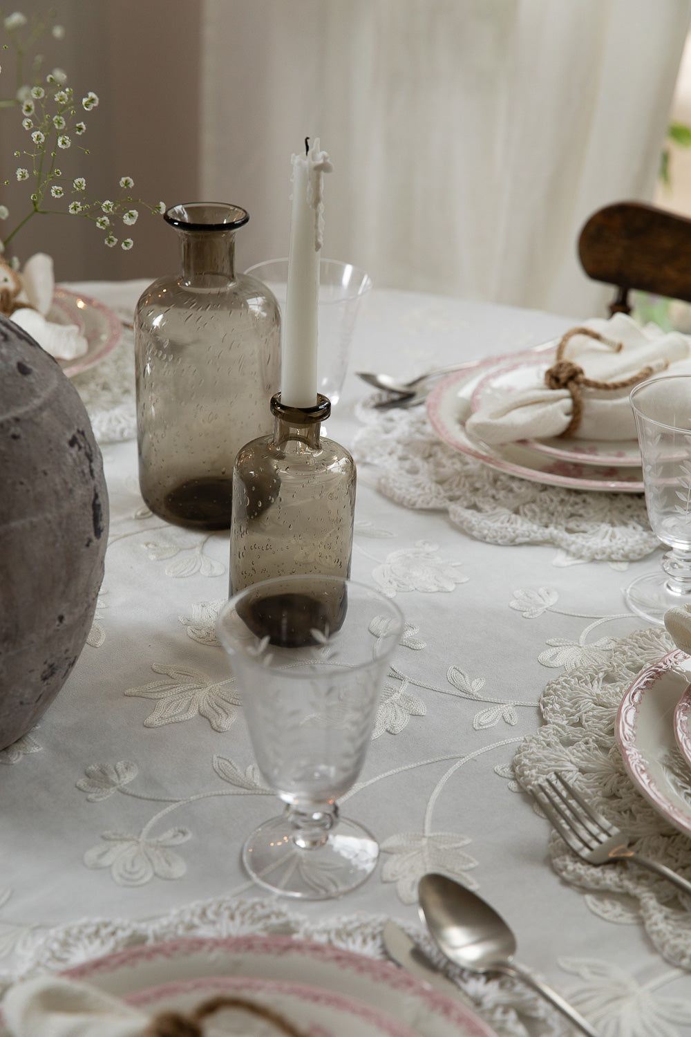 מפה עלים סרוגים פנינה מרובע