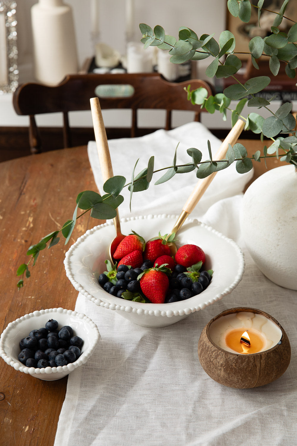 סט כפות הגשה זהב ועץ