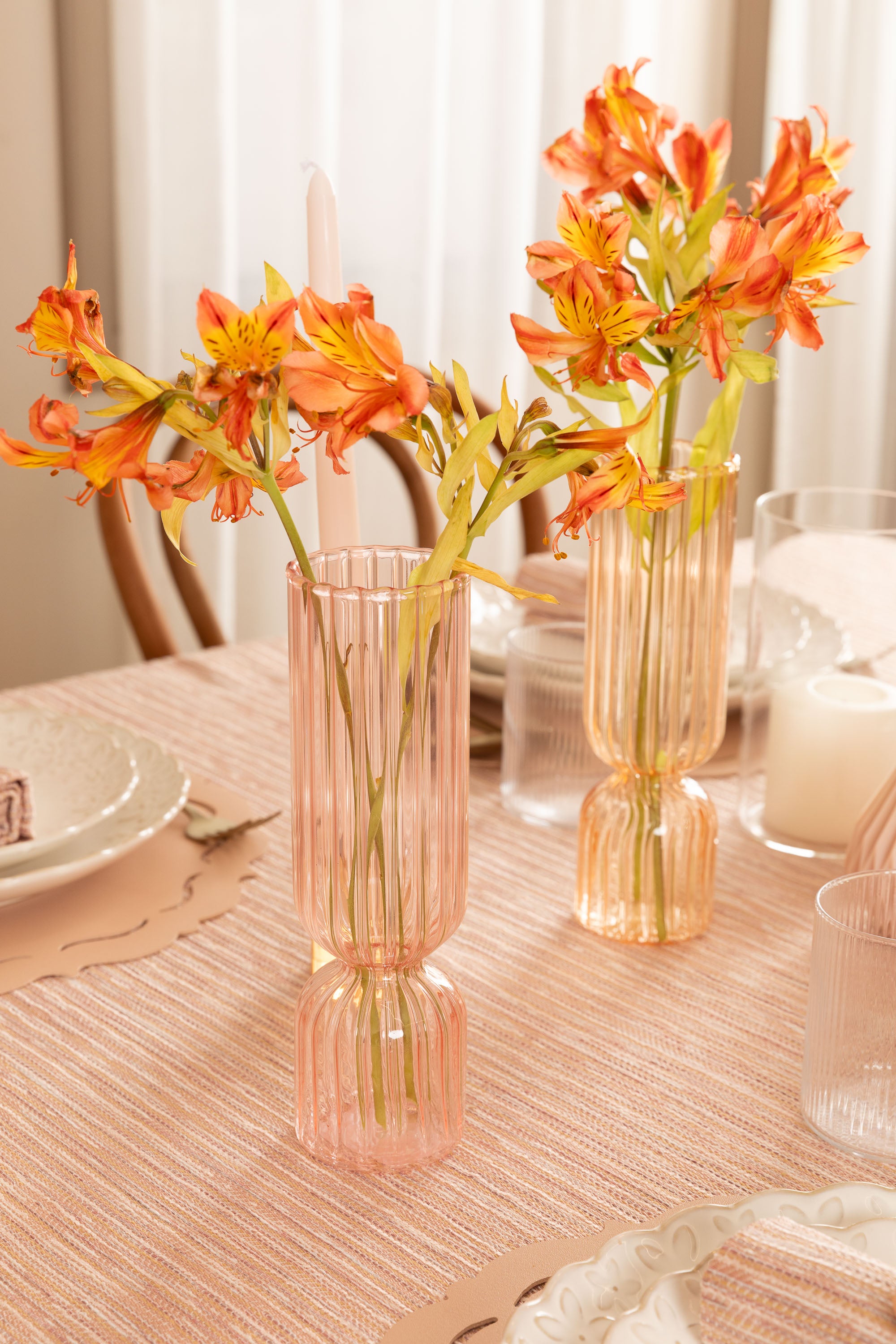 אגרטל פסים כתום פסטל