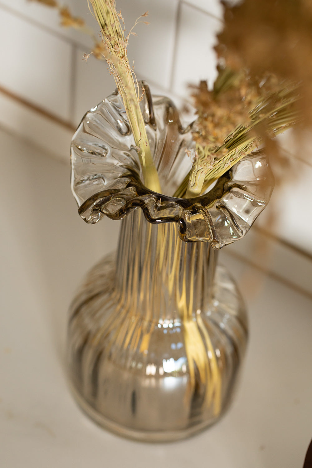 אגרטל זכוכית אמבר שקוף