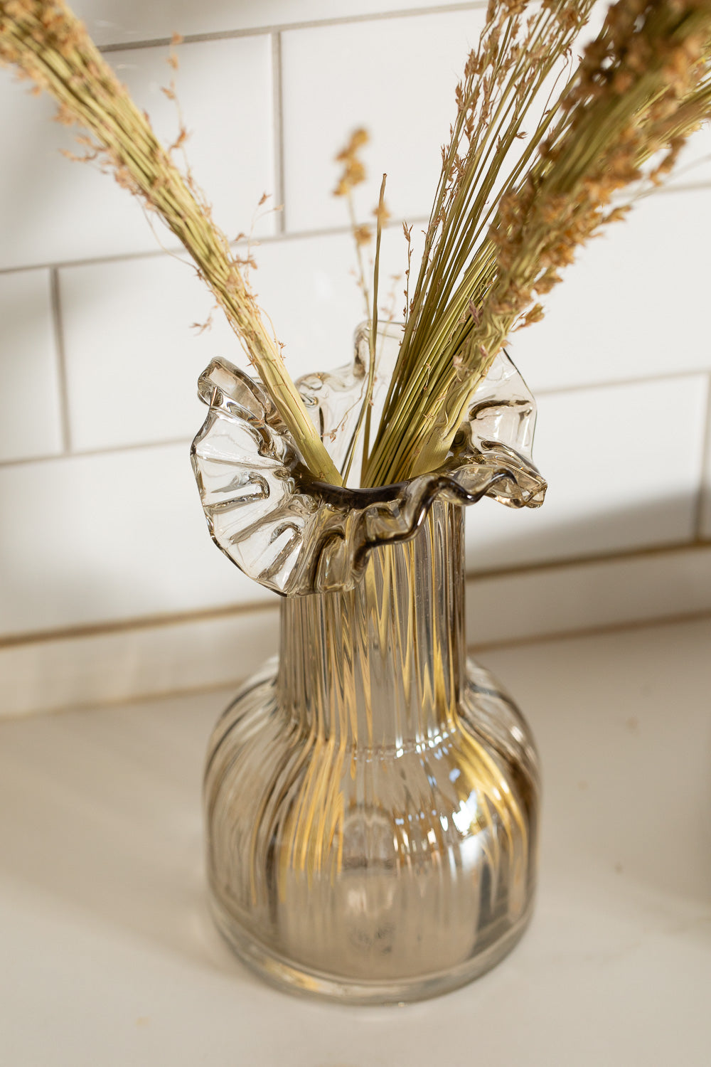 אגרטל זכוכית אמבר שקוף