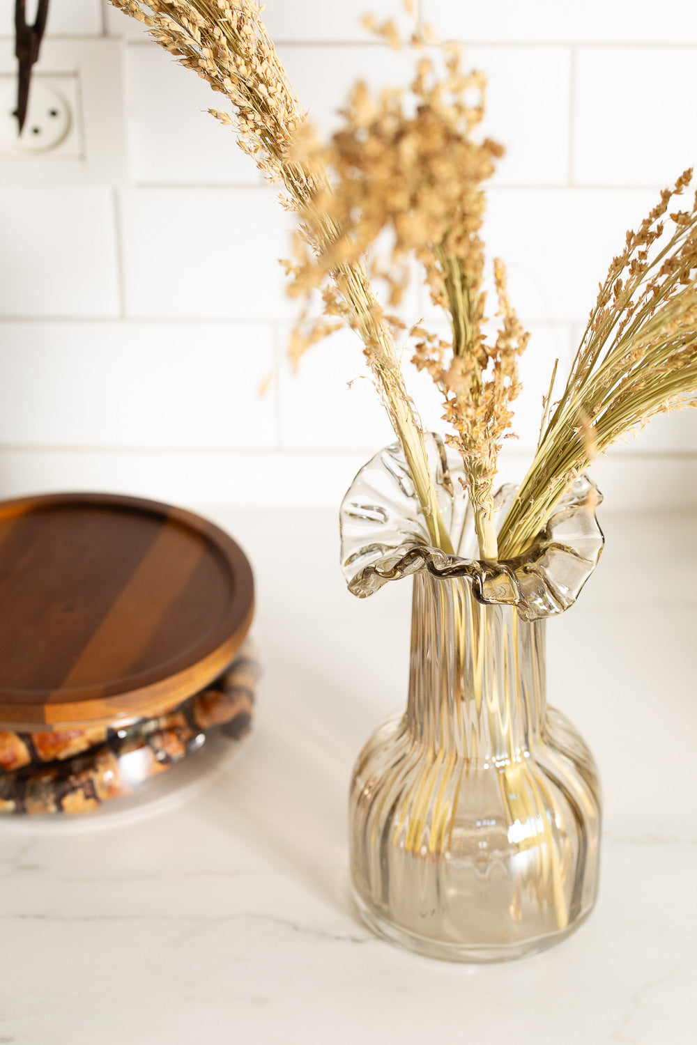 אגרטל זכוכית אמבר שקוף